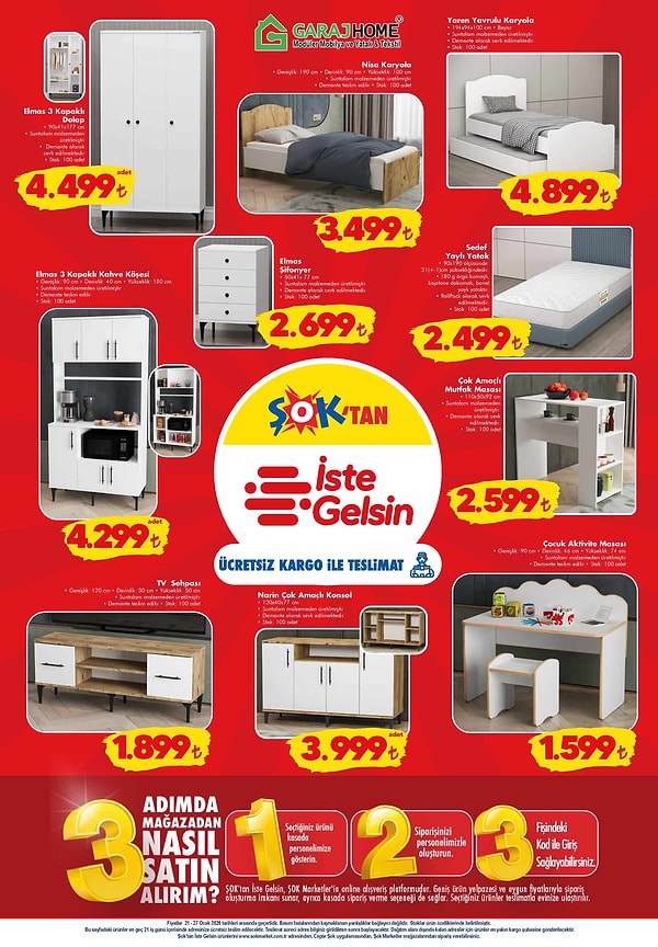 Elmas 3 Kapaklı Dolap 4.499 TL