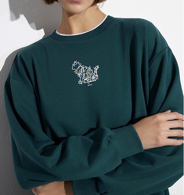 Sevimli kedi baskısıyla neşenizi yerine getirecek, yumuşacık bir sweatshirt.