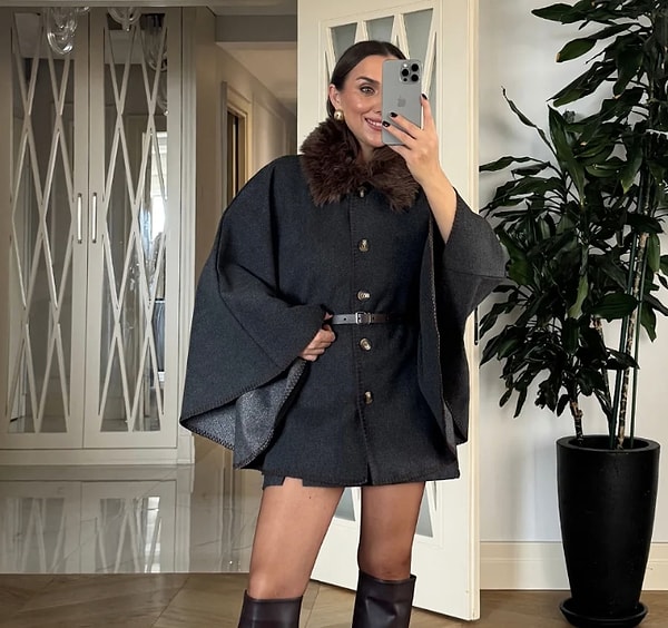 Kış stilinizi tamamlayacak antrasit rengin asaletiyle kürk şıklığı bir arada.