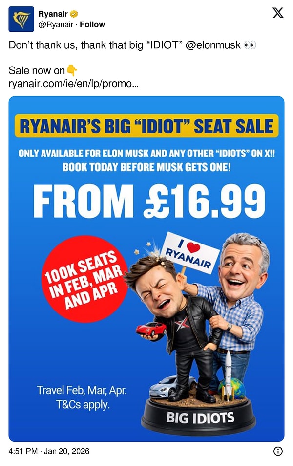 Ünlü havayolu firmasının yanıtı ise sert oldu.