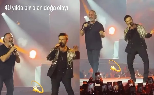 Ancak gecenin asıl sürprizi, konser tüm hızıyla devam ederken yaşandı. Herkes Tarkan’ın şarkılarına eşlik ederken, bir anda sahneye çıkan Cem Yılmaz, salondaki coşkuyu zirveye taşıdı.