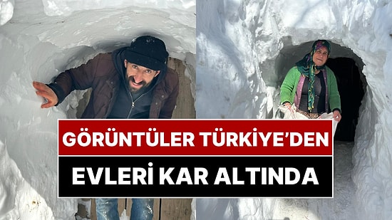 Kar Kalınlığı Metreleri Aştı! Kar Altında Kalan Evlerine Tünel Açarak Ulaştılar