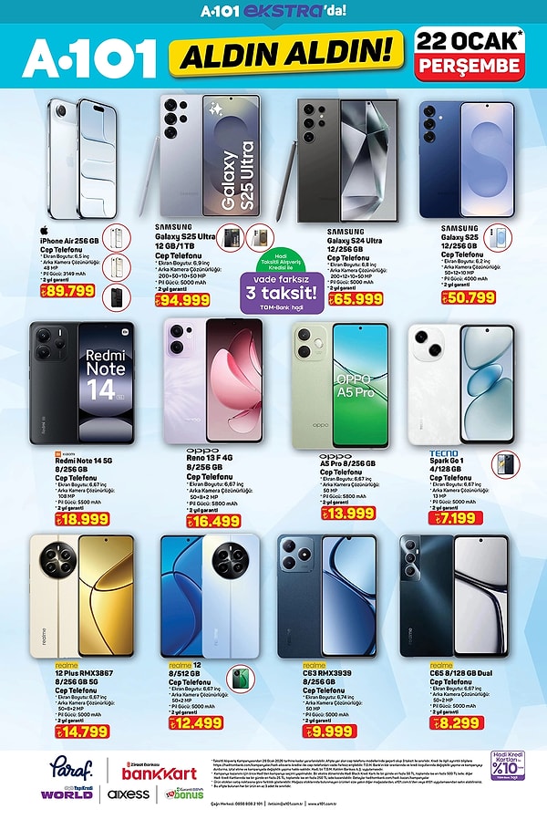 iPhone, Samsung ve Oppo Cep Telefonları