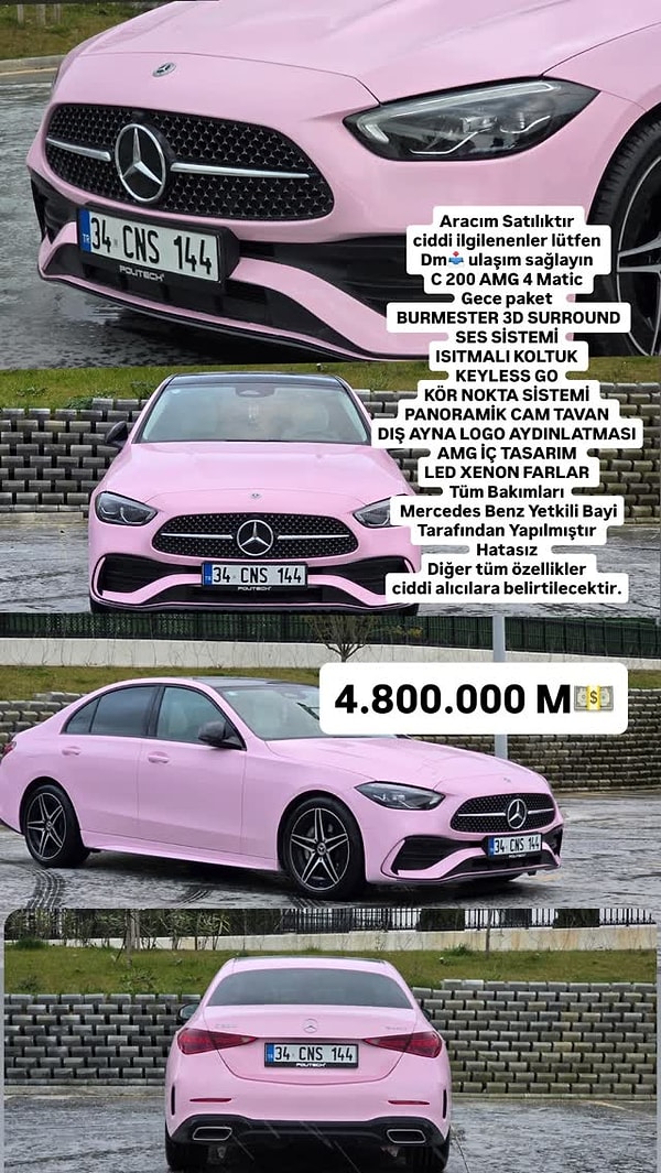 Gelelim asıl olaya… Cansel Ayanaoğlu, geçtiğimiz saatlerde pespembe rengiyle dikkat çeken lüks aracını iddialı bir fiyatla satışa çıkardı.