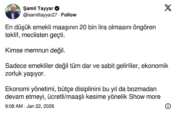 Şamil Tayyar’ın paylaşımı