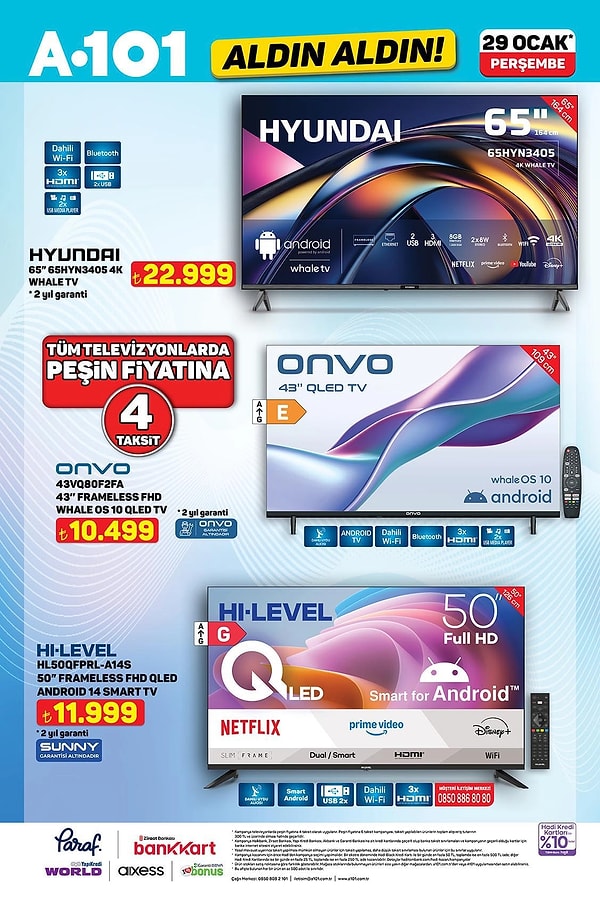 Hyundai 65" 4K Whale Tv 22.999 TL