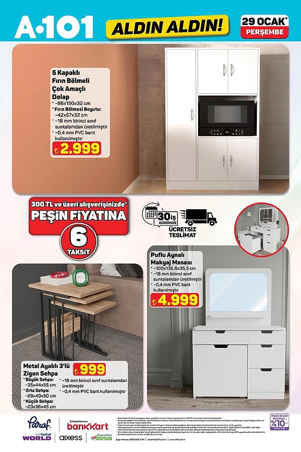 5 Kapaklı Fırın Bölmeli Çok Amaçlı Dolap 2.999 TL