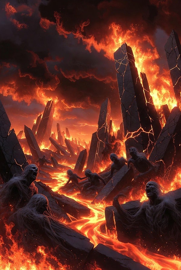 Bazıları ise cennetin zıt kavramı olan cehennemin tasvirini istedi. Grok cehennem kavramını böyle tasvir etti.