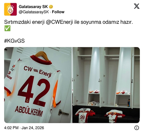 Soyunma odasından paylaşılan 42 numaralı forma ise tepkileri büyüttü.