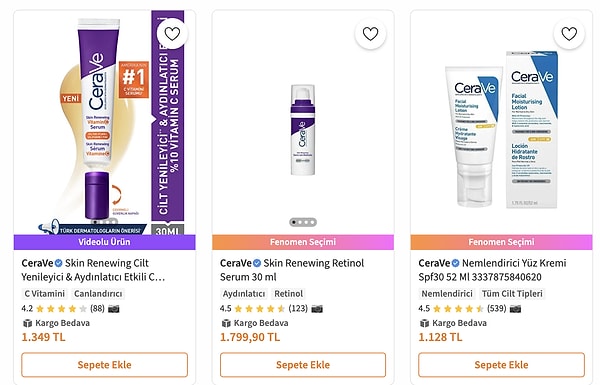 Cilt bakımında dünya devi CeraVe ise fenomen seçimleriyle listemizde!