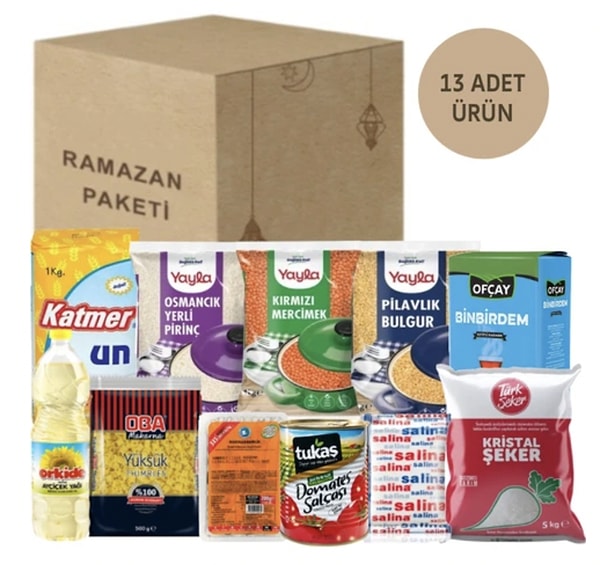 İftar ve sahurun tüm temel ihtiyaçlarını tek bir kutuda toplayan bu paket, 1.061,25 TL yerine sepete özel 849 TL fiyatıyla sunuluyor.