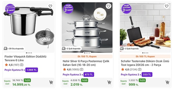 Tava ve tencere gibi pişirme grubu ürünlerinde sepette %80'e varan indirimlerle mutfağınızı yenilemenin tam zamanı.