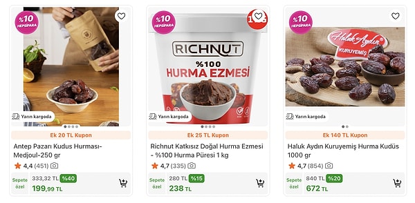 İftar açılışlarının başrolü hurmalarda sepette %50'ye varan indirim avantajı sizi bekliyor.