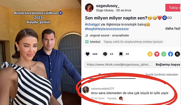 Bu sefer de Özge Ulusoy’un paylaşımının altına yapılan “Arzu sana istemeden de olsa çok büyük bir iyilik yaptı” yorumu, magazin gündemine bomba gibi düştü!