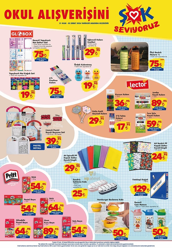 Globox Desenli Yapışkanlı Not Defteri Seti 75 TL