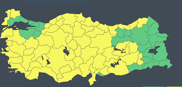 60 kente sarı kodlu uyarı!