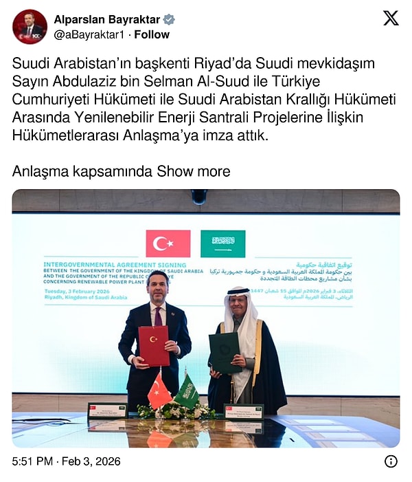 Bakan Alparslan Bayraktar’ın paylaşımı 👇