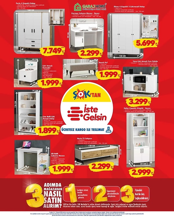 Parla 4 Kapaklı Dolap 7.749 TL