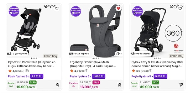 Cybex Bebek Araç Gereçlerinde Sepette %40'a Varan İndirim