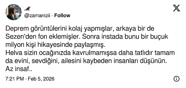 Konuyla ilgili bir paylaşım böyleydi.