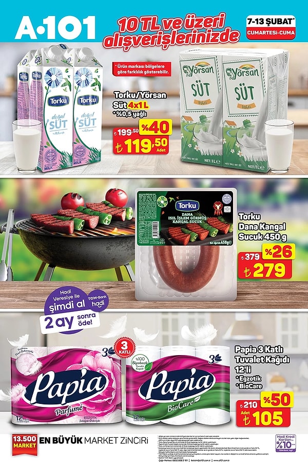 10 TL ve üzeri alışverişlerde;