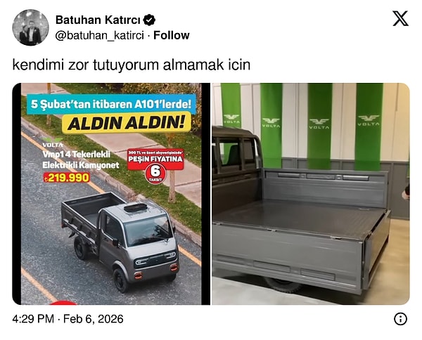 A101'de satışa çıkarılan kamyonet, çok beğenildi 👇🏻