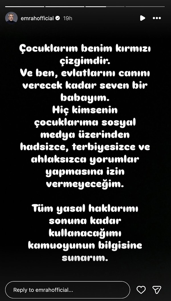Ünlü isim, çocuklarına yönelik yapılan yorumların sınırı aştığını belirterek bu noktada geri adım atmayacağını da açıkça söyledi.