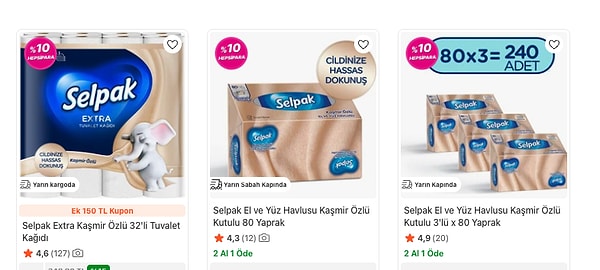 Selpak Kaşmir El ve Yüz Havlularında 2 Al 1 Öde Fırsatı Başladı!