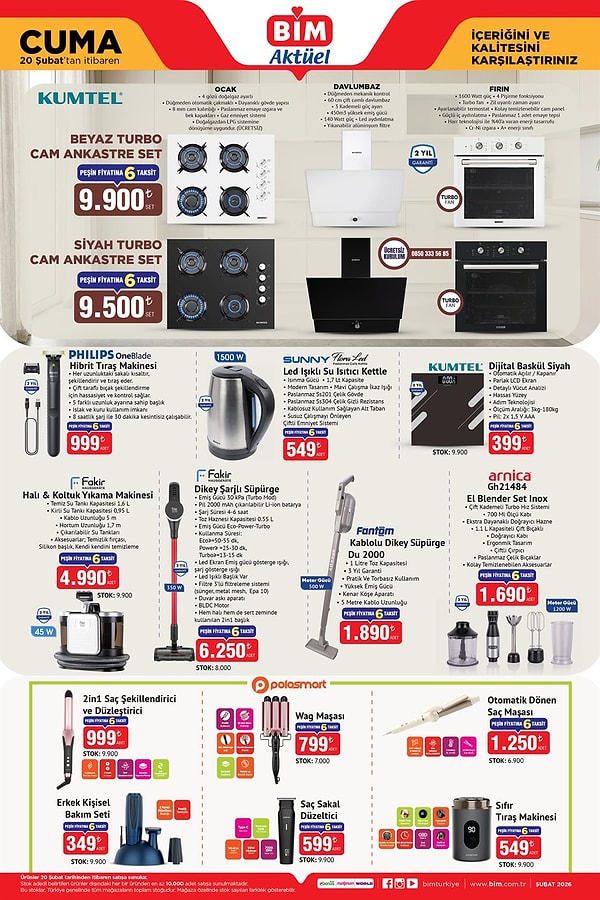 Kumtel Beyaz Turbo Cam Ankastre Set 9.900 TL