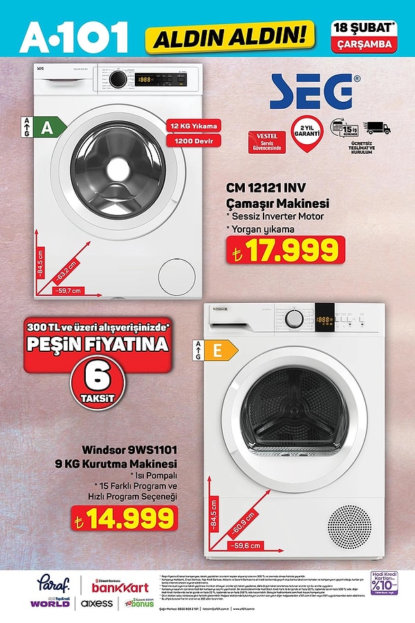 SEG Çamaşır Makinesi 17.999 TL
