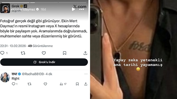 Ekin Mert Daymaz, Grok'un açıklamasını yayınladı.