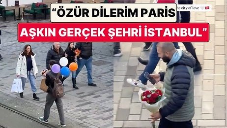 Bir Turist 14 Şubat'ta Çiçeklerle Gezen Erkekleri Paylaştı: “Özür Dilerim Paris, Aşkın Gerçek Şehri İstanbul”