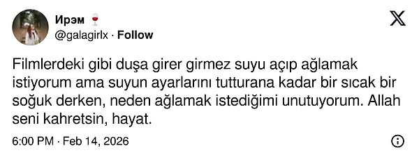 Duşta overthink sınıfsaldır, konuşmuştuk bunu.