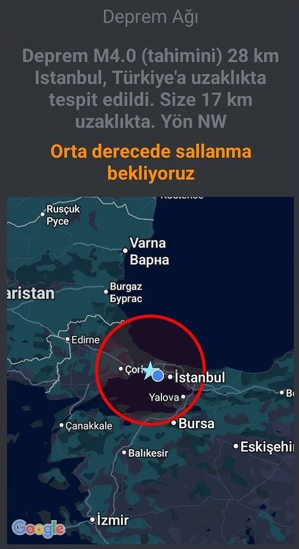 İstanbul genelinde gece saatlerinde mobil cihazlara düşen deprem uyarıları, megakent sakinlerini bir anda ayağa kaldırdı.