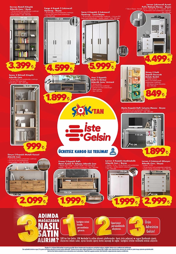 Devran Metalli Kitaplık 3.399 TL