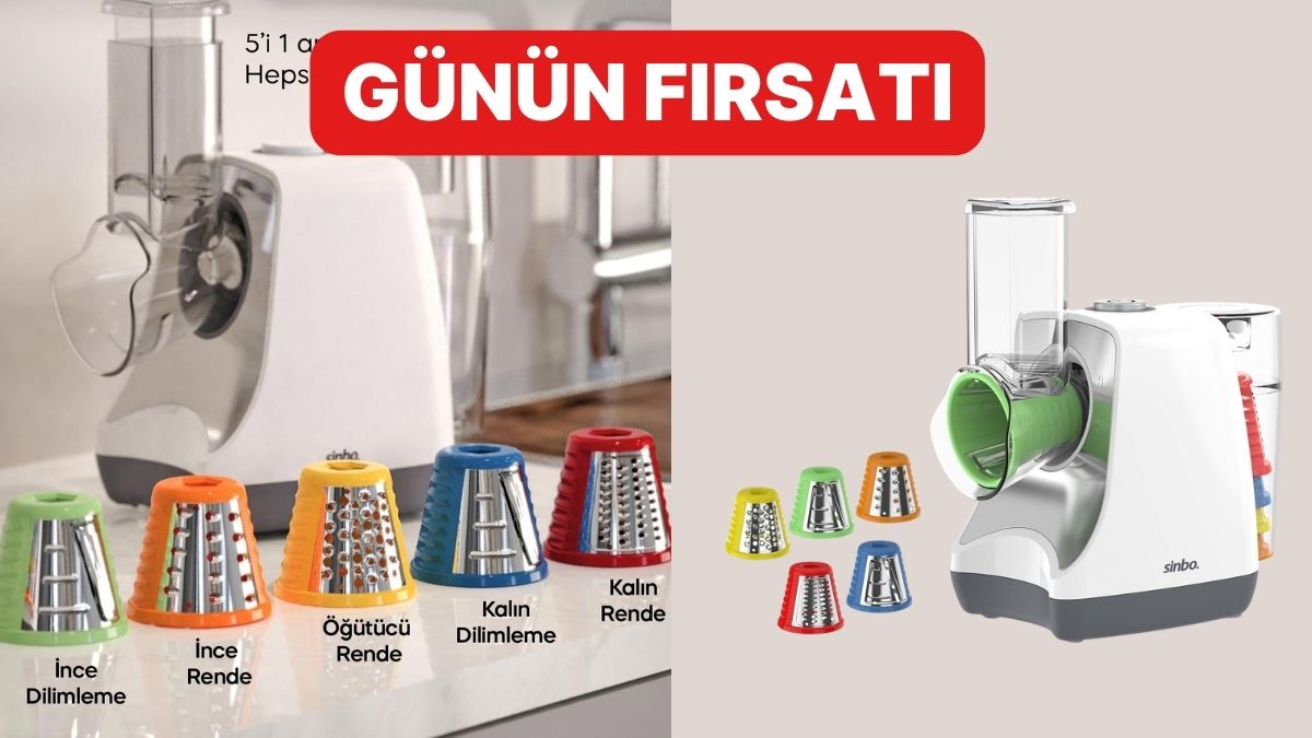Günün Fırsatı: Sinbo 5'i 1 Arada Otomatik Sebze Doğrayıcı ve Dilimleyici İndirimde!