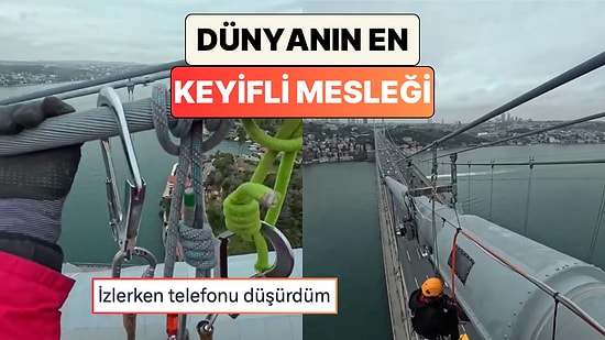 Fatih Sultan Mehmet Köprüsü'nde Bakım Çalışması Yapan Bir İşçi Manzarasını Paylaştı