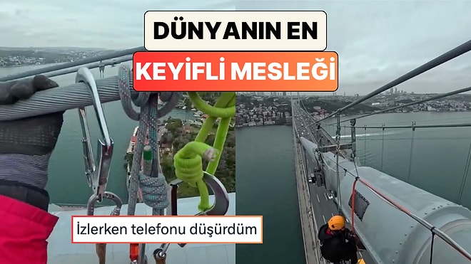 Fatih Sultan Mehmet Köprüsü'nde Bakım Çalışması Yapan Bir İşçi Manzarasını Paylaştı