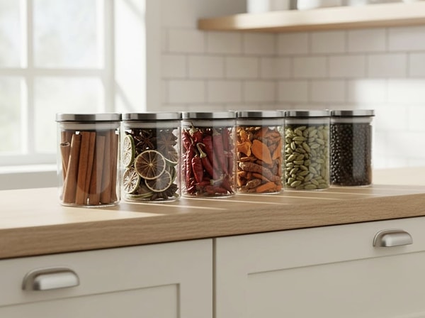Tezgah üzerindeki dağınıklığa son verin; baharatlarınızı hem düzenli hem de şık bir şekilde sergileyin!