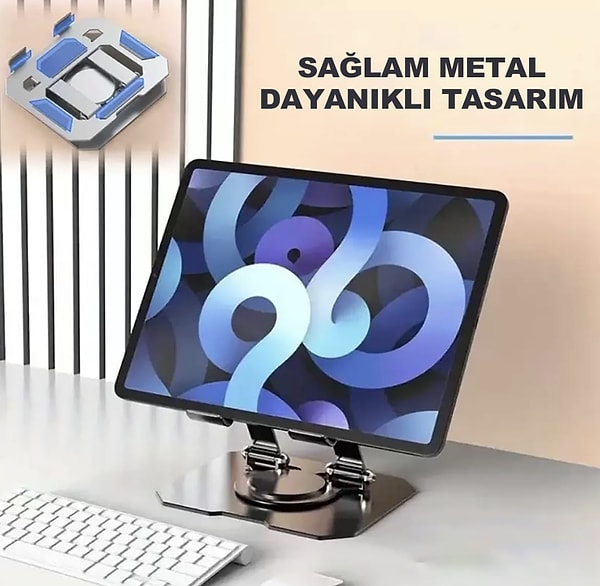 Video izlerken veya çalışırken ellerinizi özgür bırakın; şıklığı metalik dokuyla masanıza taşıyın!