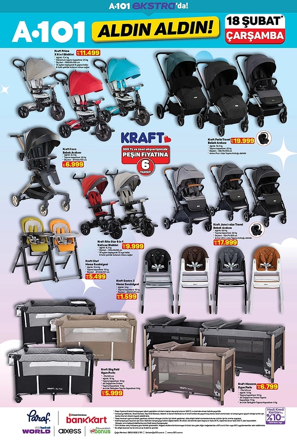 Kraft Bebek Arabası, Mama Sandalyesi ve Park Yatak Çeşitleri