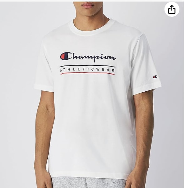 Champion erkek logolu T-shirt ile hem kaliteyi hem de ikonik spor tarzı üzerinizde taşıyın!