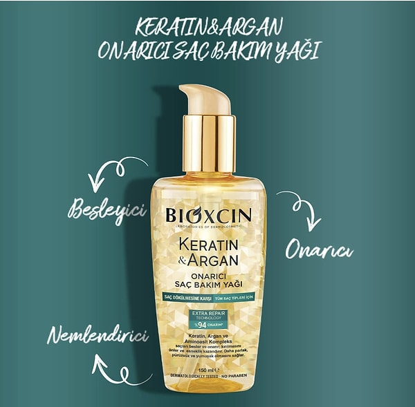 Yıpranmış saçların parlayan yıldızı: Bioxcin Keratin & Argan Onarıcı Saç Bakım Yağı