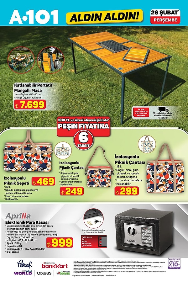 Katlanabilir Portatif Mangallı Masa 7.699 TL