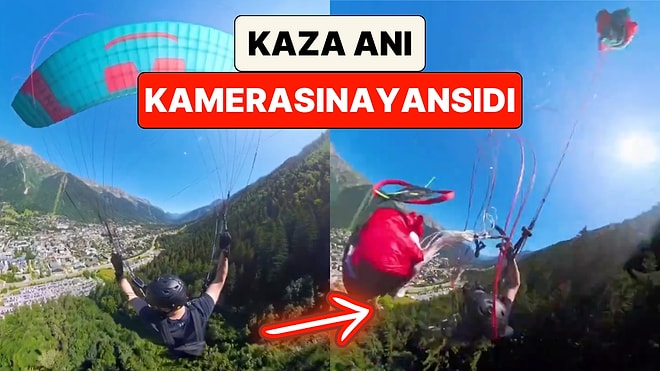 Fransa'da Yamaç Paraşütü Yapan Bir Sporcunun Yaşadığı Kaza Kamerasına Anbean Yansıdı