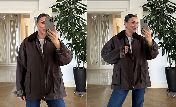 Kış şıklığına ekose dokunuşu: Tuba Butik kadın montta %26 indirim fırsatı!