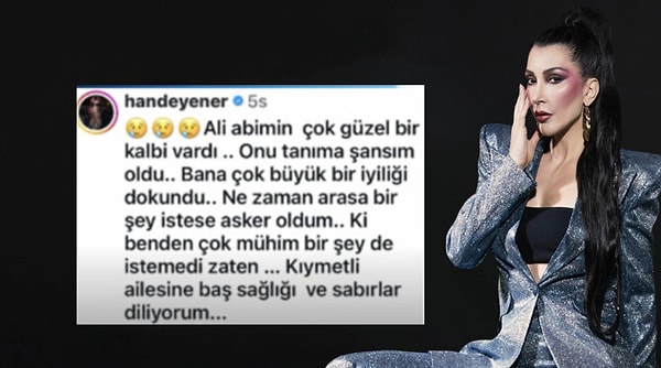 Ali Tutal’ın vefatının ardından duygularını dile getiren isimlerden biri de Hande Yener oldu.