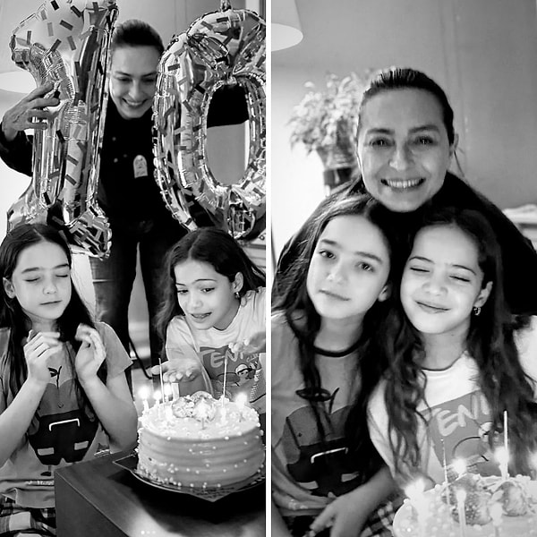 Ve o nadir anlardan biri geldi... Ayça Bingöl’ün ikiz kızları 10 yaşına girdi!