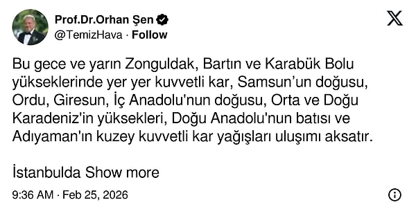 Meteoroloji Uzmanı Orhan Şen'den İstanbul'a kar açıklaması: "Öğleden sonraya kalmaz."
