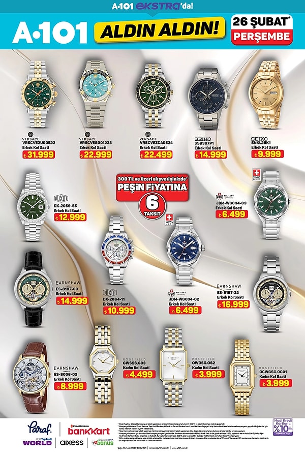 Versace, Seiko, Earnshaw, Duxot ve Jdm Military Saat Çeşitleri